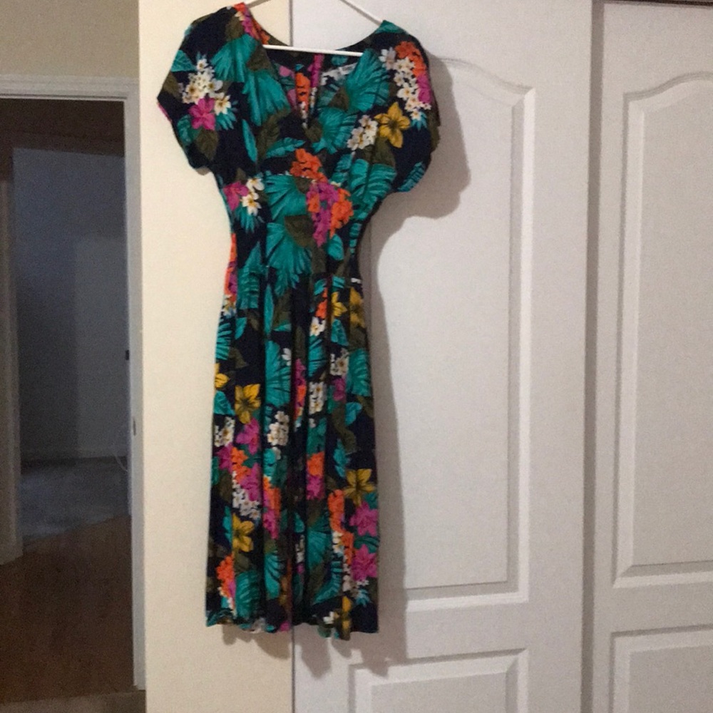 V-Neck Flowered Dress
